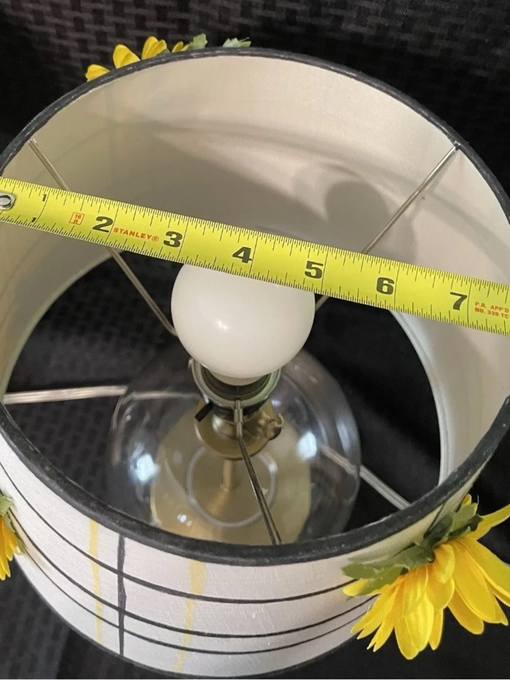 Stanley Clear Glass Globe Table Lamps with Yellow Floral Plaid Shades